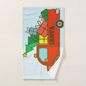 Vue latérale du camion père Noël Joyeux Noël (Serviette à main)