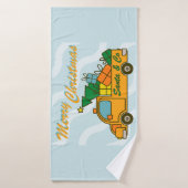 Vue latérale du camion père Noël Joyeux Noël (Serviette de bain)