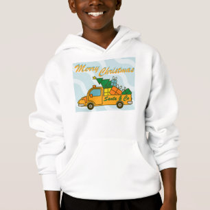 Vue latérale du camion père Noël Joyeux Noël