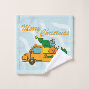 Vue latérale du camion père Noël Joyeux Noël