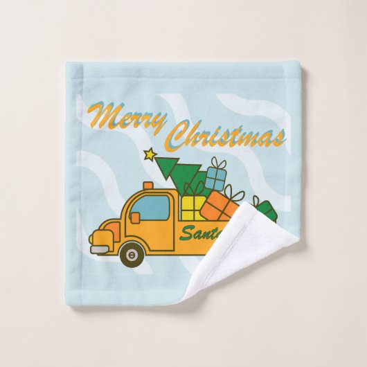 Vue latérale du camion père Noël Joyeux Noël (Gant de toilette)
