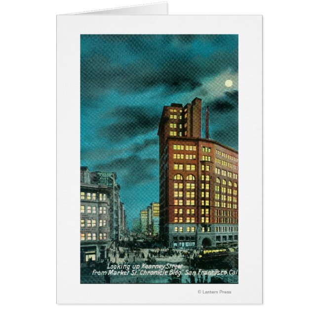 Vue nocturne de la rue Kearney à la rue Chronicle (Devant)