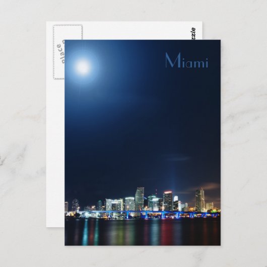 Vue panoramique de Miami la nuit - Carte postale (Devant / Derrière)