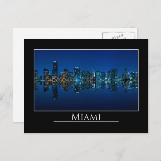 Vue panoramique de Miami la nuit - Carte postale (Devant / Derrière)