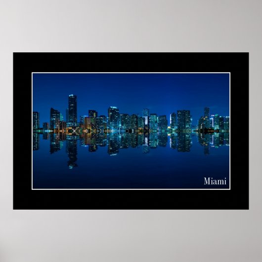 Vue panoramique de Miami la nuit - Poster (Devant)