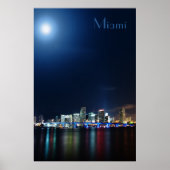 Vue panoramique de Miami la nuit - Poster (Devant)