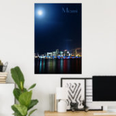 Vue panoramique de Miami la nuit - Poster (Bureau à domicile)