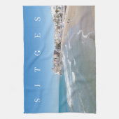 Vue panoramique de Sitges serviette à thé (Vertical)