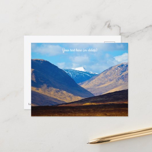 Vue sur Glen Etive, carte postale d'Écosse (Devant/Arrière en situation)