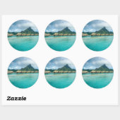 Vue sur l'île Bora Bora autocollant rond (Feuille)