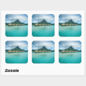 Vue sur l'île de Bora Bora autocollant carré (Feuille)