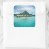 Vue sur l'île de Bora Bora autocollant carré (Sac)