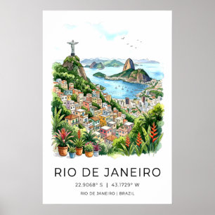 Vue tropicale de Rio impression d'art, Christ le R