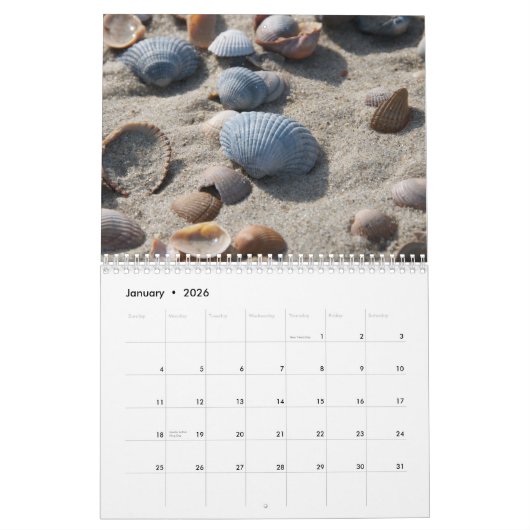 Vues de bord de la mer - calendrier (Jan 2026)