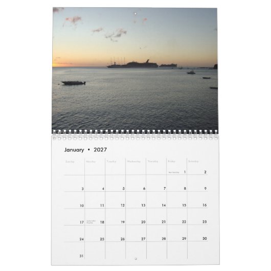 Vues de calendrier de la Dominique (Jan 2027)