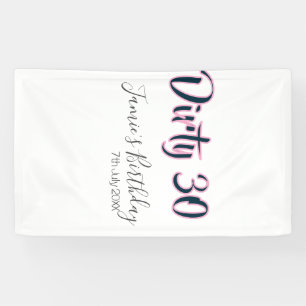 Vuil 30 gelukkige verjaardag naam datum roze grijs spandoek