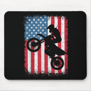 Vuil Fiets Amerikaanse Vlag Motocross Biker Mannen Muismat