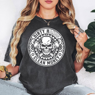 Vuil Handen Schoon Geld Schedel Sleutel Mechanicie T-shirt