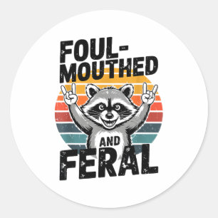 Vuilbekkende & Wilde Wasbeer Meme Grappige Afval- Ronde Sticker