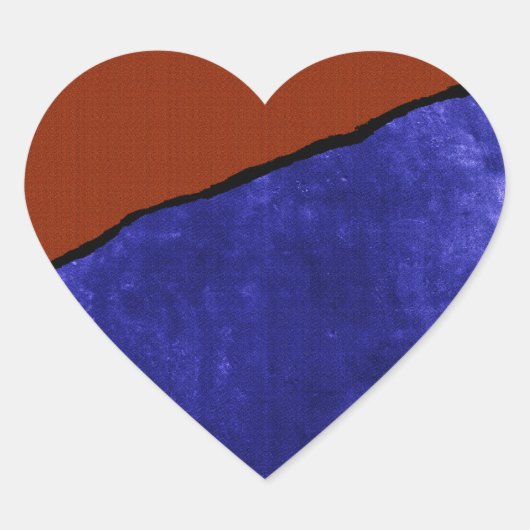 Vuilblauw en oranje scheuren hart sticker (Voorkant)