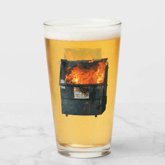 Vuilcontainerbrand - grappige warboel glas (Voorkant gevuld)