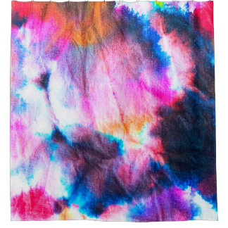 Vuile kunst. Heldere rode, lila, roze, gele kleure Douchegordijn