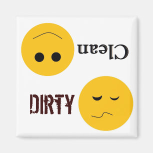 Vuile schone schotel wasmachine magneet