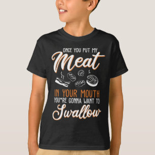 Vuile volwassen cadeau ontwerp vlees in je mond BB T-shirt