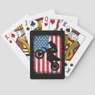 Vuilnis Fiets Amerikaanse Vlag Motocross Biker Man Pokerkaarten