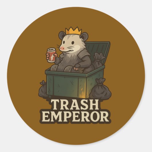 Vuilnis Keizer – Grappige Opossum Sticker (Voorkant)