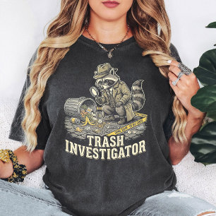 Vuilnis Onderzoeker Wasbeer Detective Grappig T-shirt