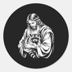 Vuilnis Panda Jezus Wasbeer Vernielde Wasbeer Dier Ronde Sticker