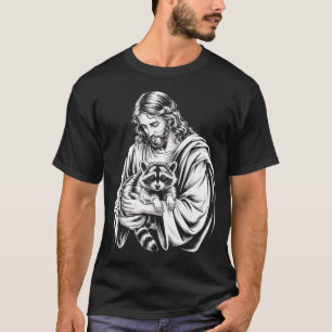 Vuilnis Panda Jezus Wasbeer Vernielde Wasbeer Dier T-shirt
