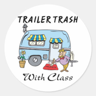 vuilnisbak met klasse ronde sticker