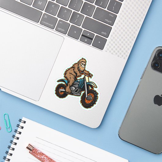 Vuilnisfiets Sasquatch Sticker (Laptop met iPhone)