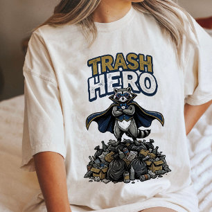 Vuilnisheld Wasbeer Superheld Grappig Dierendesign Tri-Blend Shirt