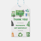 Vuilniswagen 1e Verjaardag Party Gift Labels Cadeaulabel (Achterkant)