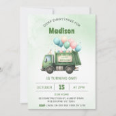 Vuilniswagen 1e verjaardagsfeest kaart (Voorkant)