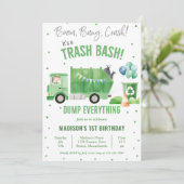 Vuilniswagen 1e verjaardagsfeest kaart (Staand voorkant)