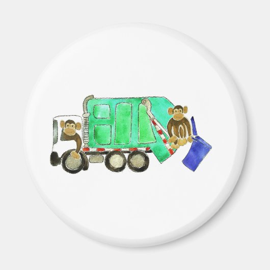 vuilniswagen aap magneet (Voorkant)
