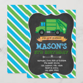 Vuilniswagen feest verjaardagsuitnodiging kaart (Voorkant / Achterkant)