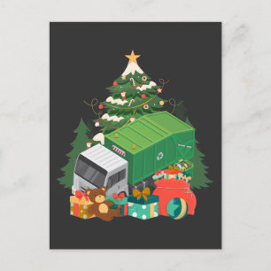 Vuilniswagen Kerstboom Xmas Vuilnisman Briefkaart