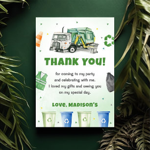 Vuilniswagen verjaardagsfeestje bedankt kaart