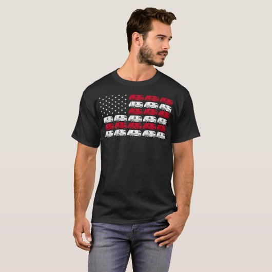Vuilniswagen VS Amerikaanse Vlag Patriottische Man T-shirt (Voorkant volledig)