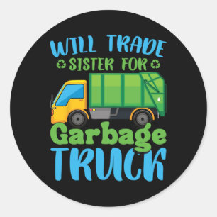 Vuilniswagens Earth Day Recyclen Peuter Garge Truc Ronde Sticker