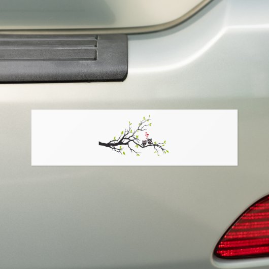 Vuilstiften in liefde op boomtak bumpersticker (Op auto)