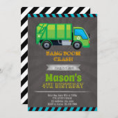 Vuilwagen feest uitnodiging (Voorkant / Achterkant)