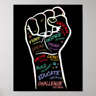 Vuisthand zwart leeft probleem zwarte geschiedenis poster