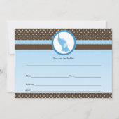 Vul blanco uitnodiging olifant blauw bruin (Voorkant)