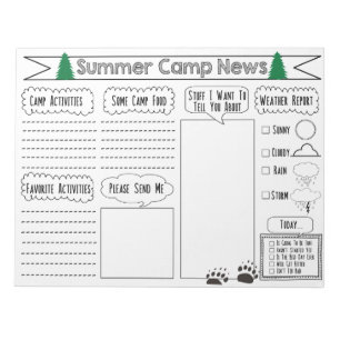 Vul Camp Letter Summer Camp Briefpapier in Notitieblok